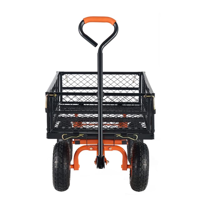 Gartenwagen Aus Metall, Kippanhänger Mit Einfach Montierbarem Fahrgestell, 2-in-1-verstellbarem Griff, 180 Kg Nutzschubkarre, 10-zoll-reifen