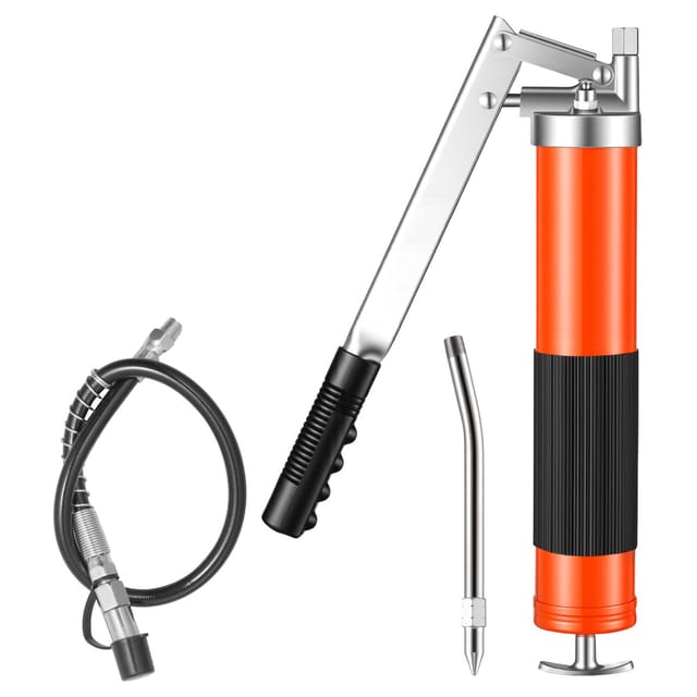 Hochdruck-fettpresse, 10000 Psi, Robuster Griff, 0,4 L Fassungsvermögen, 46 Cm Schlauch, Starres Verlängerungsrohr Und Spitze Düse Für Anwendungen Im Automobil- Und Schiffsbereich.