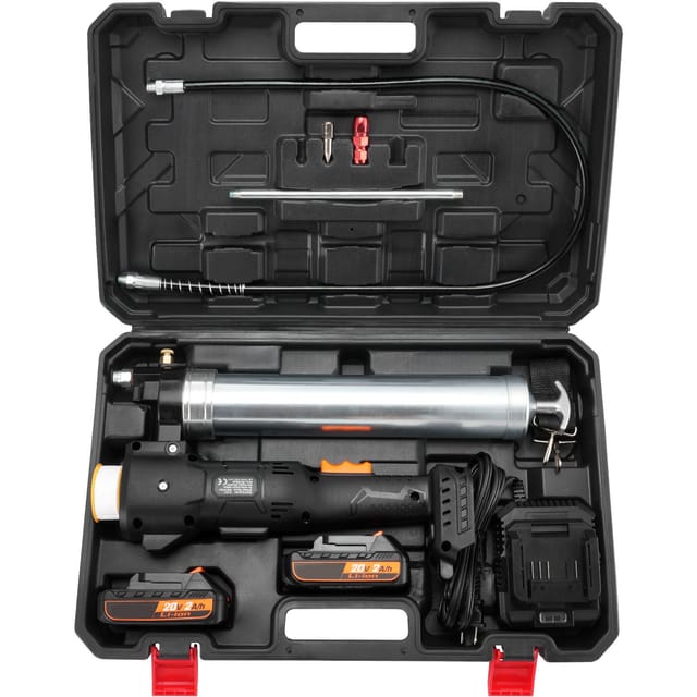 20-v-akku-fettpresse, 10.000 Psi, 99 Cm Schlauch, Professionelles Hochdruck-akku-set Mit Koffer, Akku Und Ladegerät, Schwarz