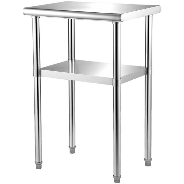 Vorbereitungstisch Aus Edelstahl, 61 X 46 X 91 Cm, Tragkraft 272 Kg, Verstärkte Metallarbeitsplatte Mit Unterer Ablage Und Verstellbaren Füßen, Gewerbliche Arbeitsstation Für Küche, Restaurant, Garage