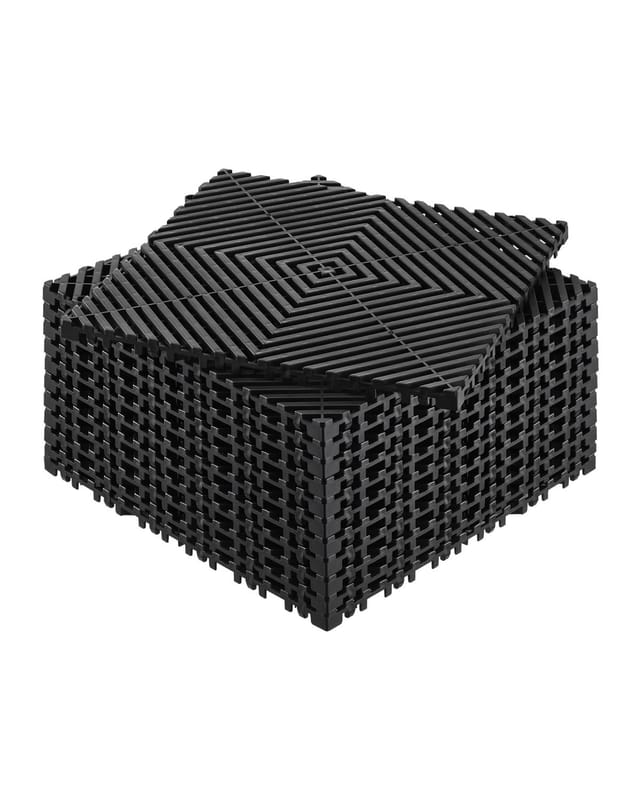 Ineinandergreifende Drainagematte 30 X 30 Cm, Set Mit 12 Modularen, Rutschfesten Matten Aus Schwarzem Pp, Drainagekissen Zum Zusammenbauen Für Dusche, Garage, Garten, Küche Und Außenbereich