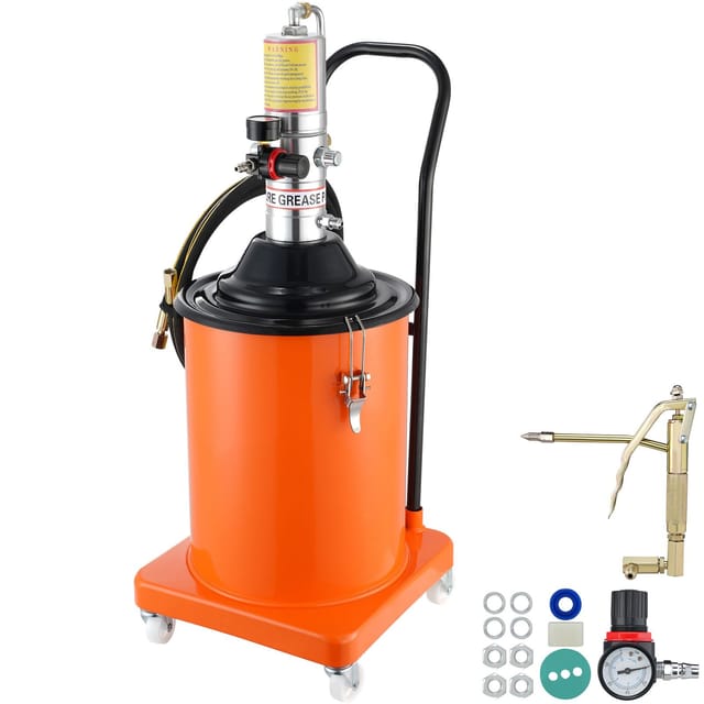 20-liter-druckluft-fettpresse, Fettpresse + 4 M Hochdruckschlauch, Fahrgestell, Übersetzungsverhältnis 50:1