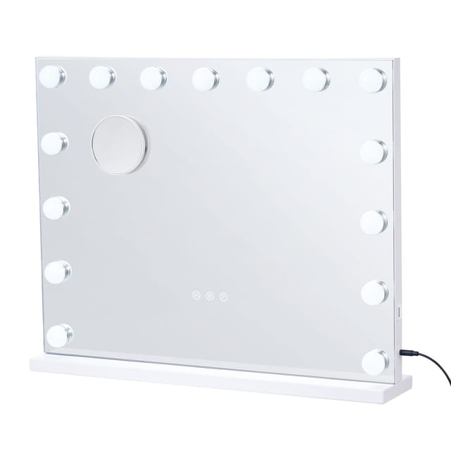Hollywood-schminkspiegel Mit Led-beleuchtung, Usb-anschluss, Zur Tisch- Oder Wandmontage, 58 X 46 Cm