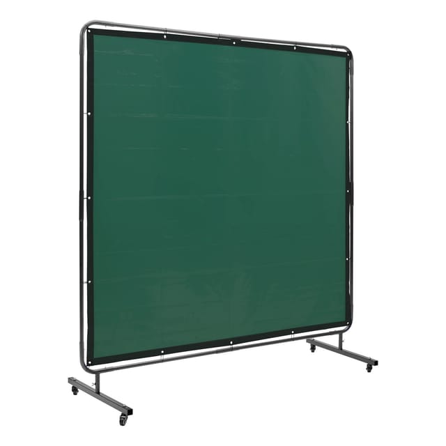 Schweißerschutzwand Mit Rahmen, 1,8 X 1,8 M Schutzvorhang Aus Feuerhemmendem Vinyl Auf 4 Lenkrollen (2 Mit Bremsen), Mobil Und Professionell Für Werkstatt/industrie, Grün