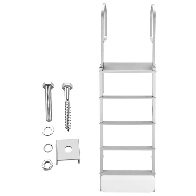 5-stufige, Ausziehbare Deckleiter Aus Aluminiumlegierung Für Pontonboote, Badeleiter Mit Selbsteinziehendem Schwimmkörper, Breite, Rutschfeste Stufen, Tragkraft 227 Kg, Höhenverstellbar, Für Seen, Poo