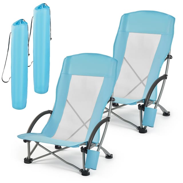Klappbarer Strandstuhl, Campingstuhl Mit Hoher Rückenlehne Für Erwachsene, Mit Getränkehalter, Netzrückenlehne, Tragetasche, Extra Breiter Sitzfläche, Belastbar Bis 150 Kg, Für Outdoor-aktivitäten Und