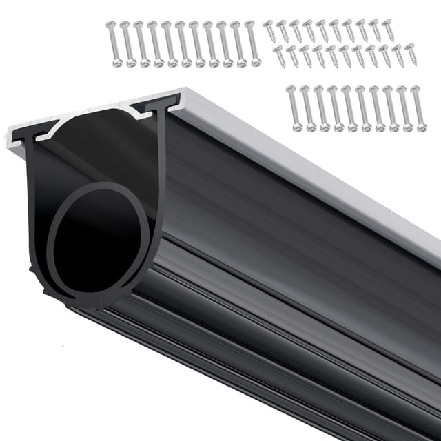 Bodendichtung Für Garagentore Aus Gummi, U-profil + O-ring, Vorgebohrtes Aluminium-befestigungsset, 4,88 M, 8 Mm T-stücke, 9,5 Cm Breit, Für Tore, Schwarz