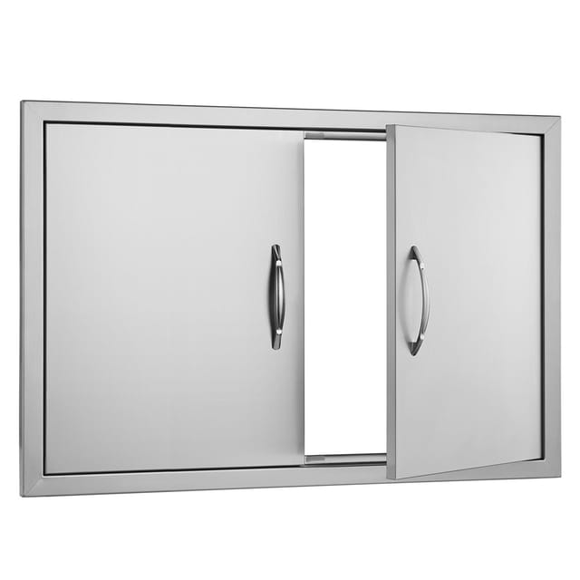 Zugangstür Für Grillplatz, 838 X 558 Mm, Doppelaußentür Für Küche, Eingelassen, Edelstahl, Vertikale Wandtür Mit Griffen, Für Grillinsel, Grillstation, Außenschrank