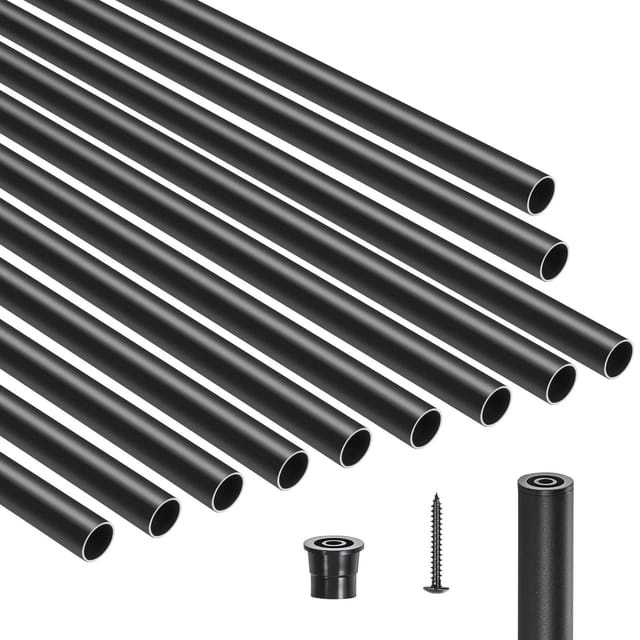 51 Aluminium-treppengeländerstäbe, 91,4 Cm (36 Zoll), 19 Mm (3/4 Zoll) Rundstab, Wasserdicht, Hohlprofil-terrassengeländer Mit Kappen Und Schrauben, Schwarz, Für Treppen, Veranden, Terrassen, Zäune