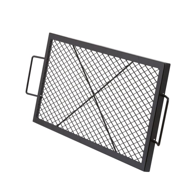 Rechteckiger Grillrost Für Feuerstellen, Verstärkter Stahlgrill Mit Griff Und Ständer, Tragbares Campingzubehör Für Grillabende Im Freien, 81 Cm (32 Zoll), Schwarz