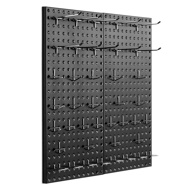 Metall-lochwände, 61 X 30,5 Cm, 2er-set, Robuste Wandaufbewahrung Mit Zubehör, Für Wohnzimmer, Garage, Werkzeugaufbewahrung, Büro, Bastelraum, Küche Und Haushalt, Schwarz