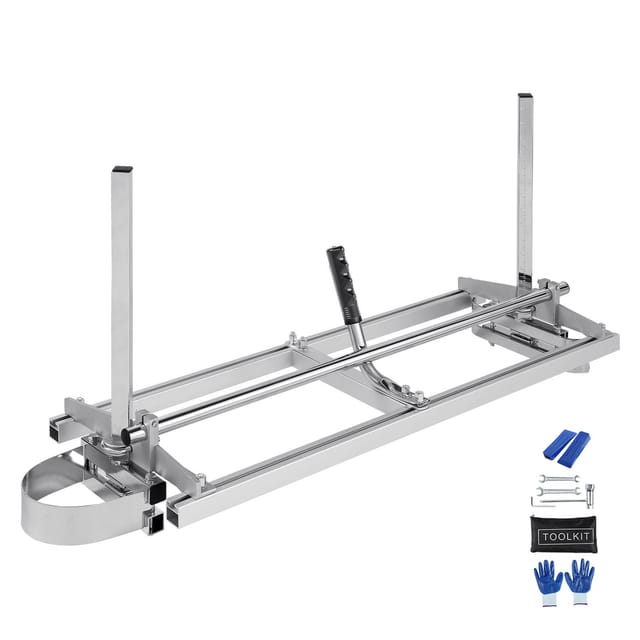Mobile Sägeführung Aus Verzinktem Stahl, 35,6 Cm – 91,4 Cm, Für Kettensägen, Zum Sägen Von Brettern Mit Einer Dicke Von 0,5 Cm Bis 30 Cm, Für Schreiner Und Holzfäller, Silberfarben
