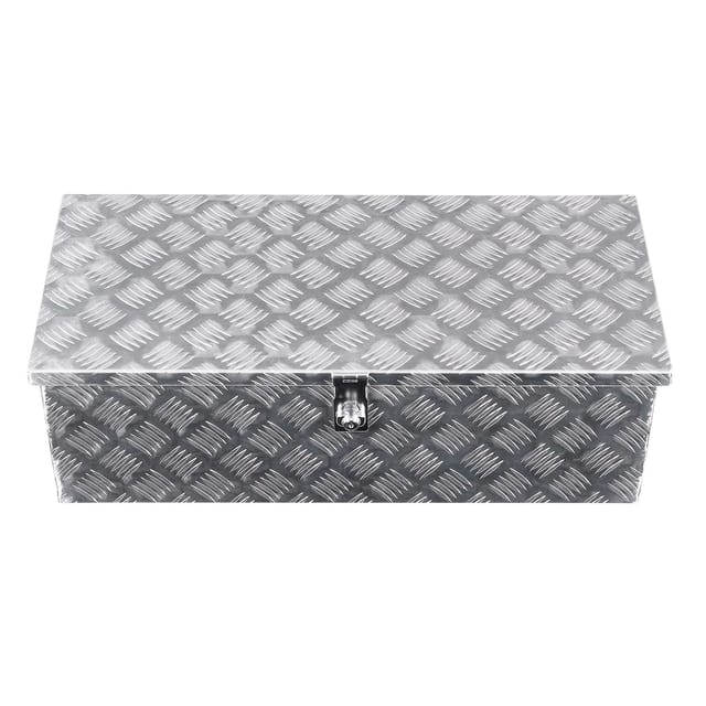Robuster Werkzeugkasten Aus Aluminium Für Lkw, Geriffelte Aufbewahrungskiste Mit Seitlichem Griff Und Schlüsseln, Organizer Für Anhänger, Pickups Und Wohnmobile, 762 X 330 X 244 Mm, Silber