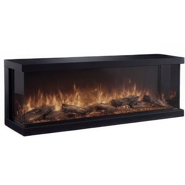 Camino Elettrico Trifacciale Modulare 129,5 X 29,8 X H 50,6 Cm 1600 W Con Fiamma Led
