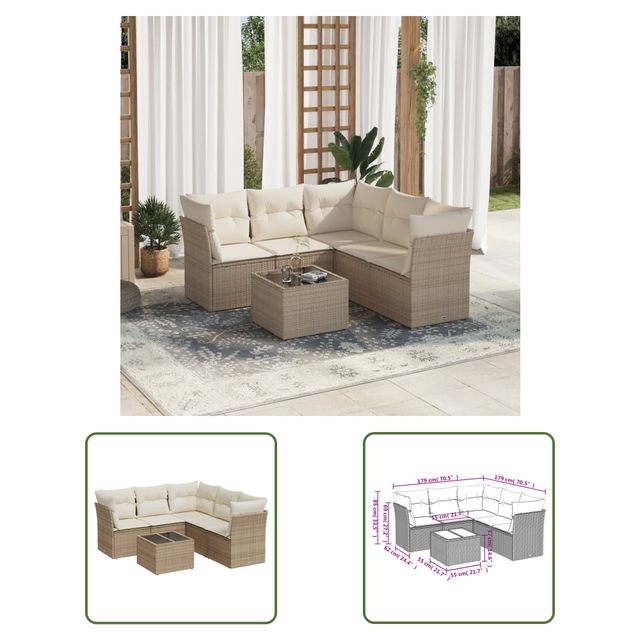 The Living Store 6-tlg. Garten-sofagarnitur Mit Kissen Beige Poly Rattan - Gartenmöbel - Esszimmergarnituren - Rattan Möbel - Outdoor Sofa - Lounge Set