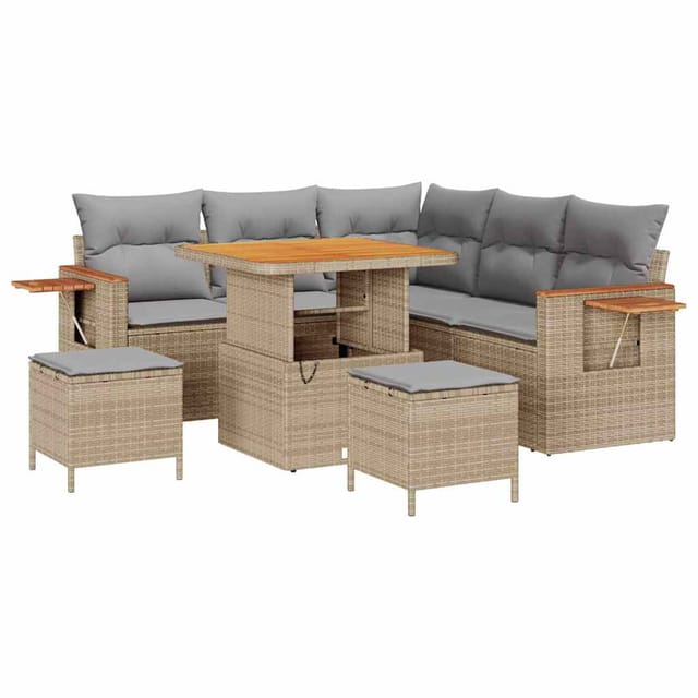 Maison Exclusive - Gartensofa-set 9 Stk. 8-sitzer Beige Und Hellg