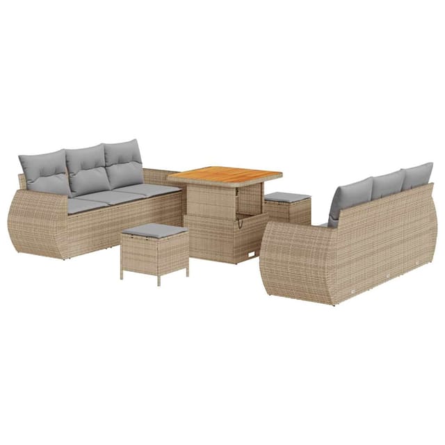 Maison Exclusive - Gartensofa-set 9 Stk. 6-sitzer Beige Und Hellg