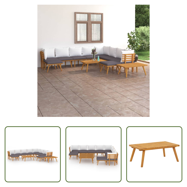 Holzsofa - 12-tlg. Garten-lounge-set Mit Kissen Massivholz Akazie