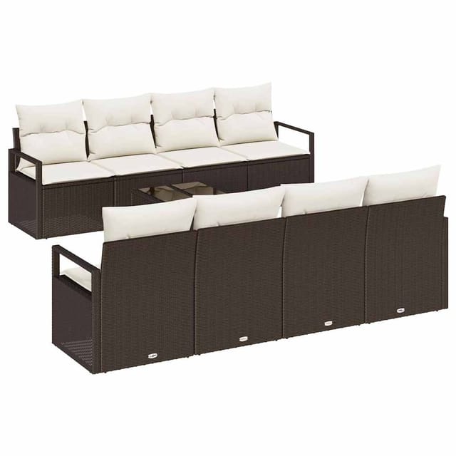 Maison Exclusive - Sofa Set 7 Stk. 6-sitzer Braun Und Creme