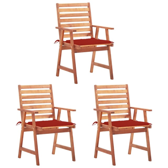 Vidaxl Akazienholzstühle - Garten-essstühle 3 Stk. Mit Kissen Massivholz Akazie