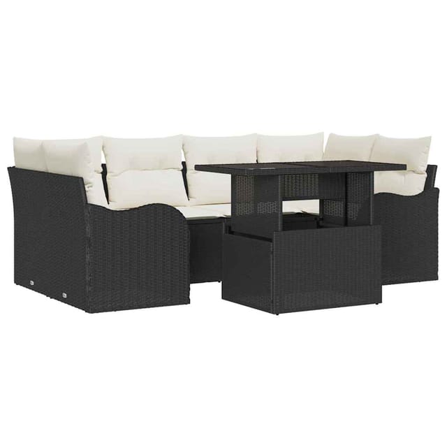 Maison Exclusive - Gartensofa-set 7 Stk. 6-sitzer Schwarz