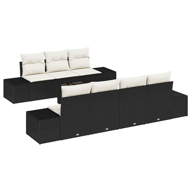 Vidaxl Poly-rattan - Garten-sofa-set Mit Kissen 8 Pcs Schwarz Und Creme Poly-rattan