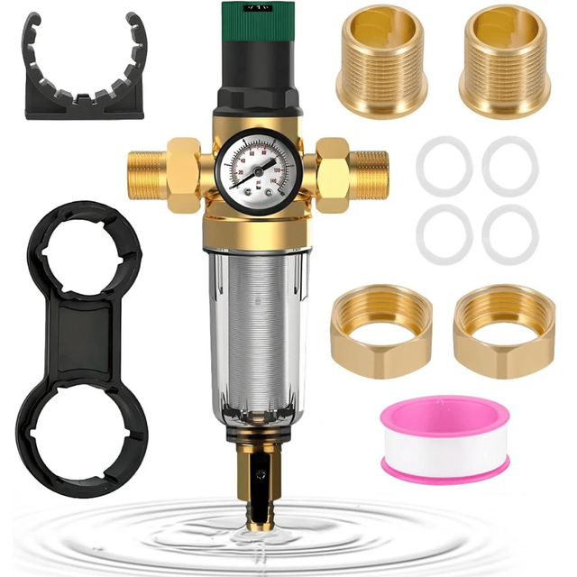 Régulateur De Pression D'Eau 3/4 Pouce Dn20 Avec Manomètre Et Filtre, Robinetterie Domestique, Pression Stable Et Contrôlée