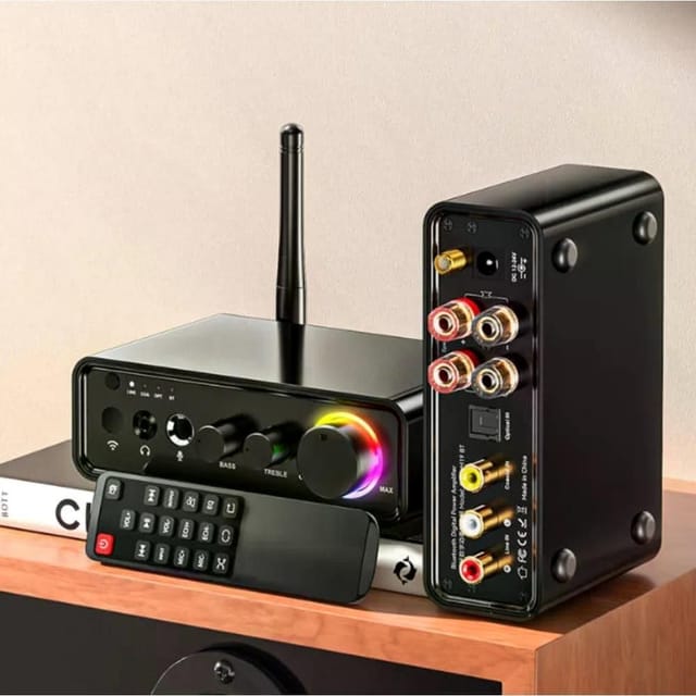 Amplificateur Numérique Hifi Stéréo 2.0 Bluetooth 5.3 M19 Bt, Entrées Usb Optiques Et Coaxiales, 2 X 100 W Crête (ue)