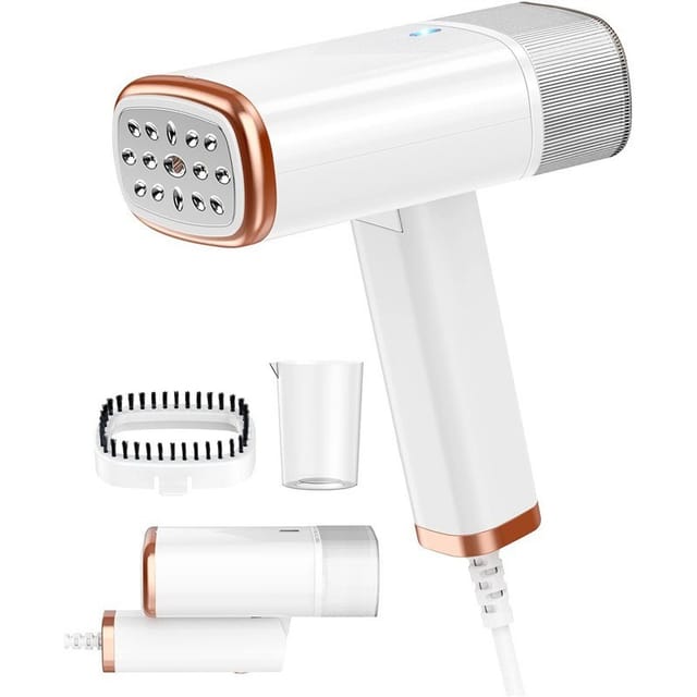 Fer À Vapeur 1000 W Avec Brosse Vapeur Et Lisseur Pliable, Appareil À Repasser Blanc Léger, Pour Voyage Et Déplacement