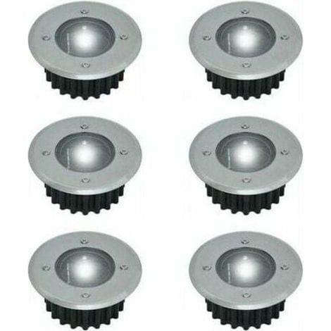 6 Runde, Eingelassene Solar-led-strahler (85 Mm) – Edelstahl, Wasserdicht, 8 Stunden Akkulaufzeit – 6er-set Für Die Außenbeleuchtung