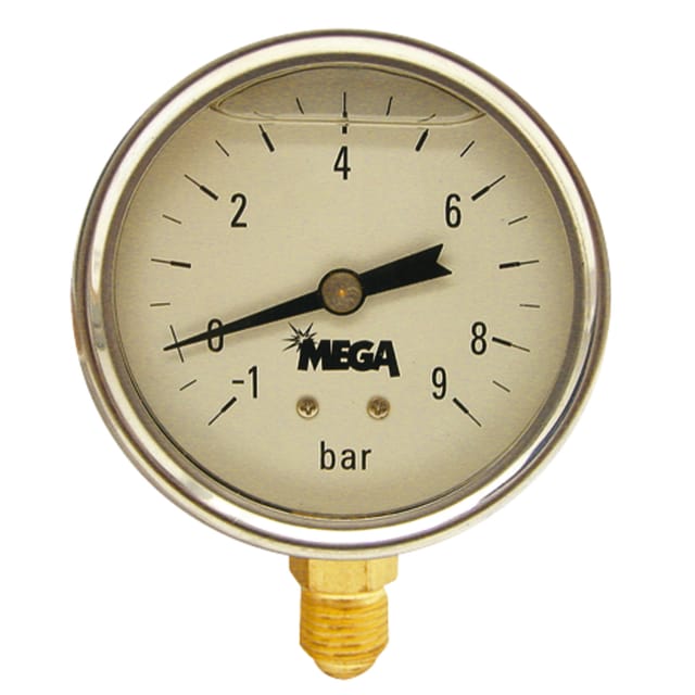 Glycerin-manometer Fi 63 - 1 → + 9 Bar 1/4" Messingboden