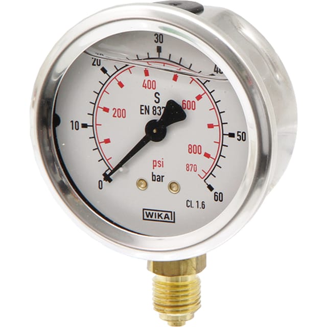 Glycerin-manometer Fi 63 0 → + 40 Bar 1/4" Messingboden