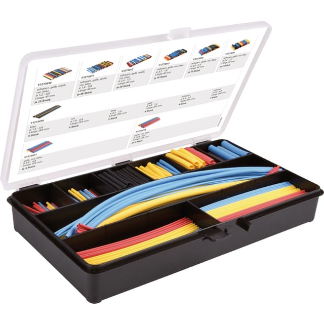 Satz Von Schrumpfschläuchen Und -hülsen Für Kabel Mit Einem Durchmesser Von 1,2-12,5 Mm, 564 Stück.