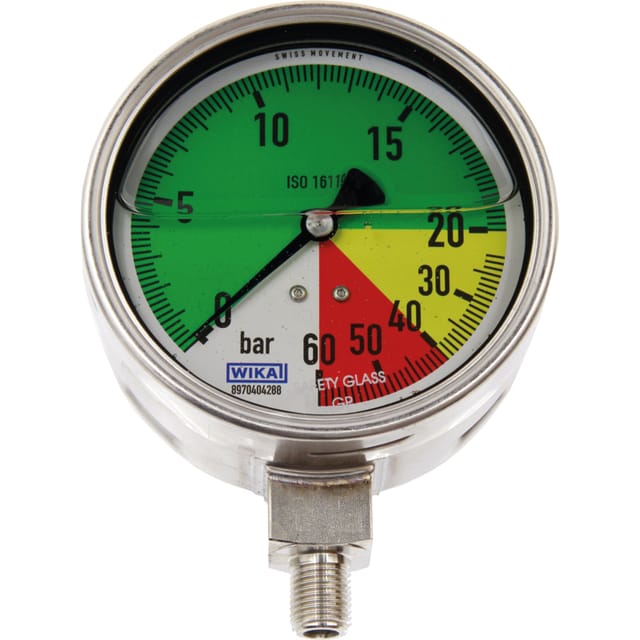Glycerin-manometer 0–60 Bar, 100-mm-gewinde 1/4" Iso 16119-2 Wika