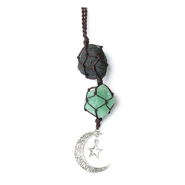 Auto Stern Mond Anhänger Stein Kristall Chakra Quarz Net Tasche Anhänger Hause Wand Hängen Dekor Auto Penda