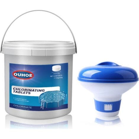 Chlortabletten Für Schwimmbäder 220 G – Inklusive Schwimmendem Dosierer, Ideal Für Whirlpools Und Aufstellpools