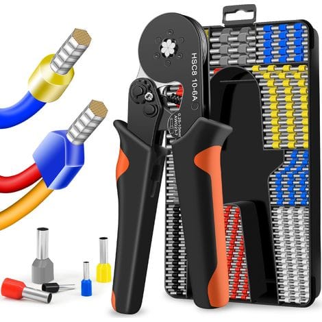Crimpzange 0,25–10 Mm², Sechskant-crimpzange Mit 800 Elektrischen Klemmen, Ratschen-crimpzange, Hsc8 10–6 A