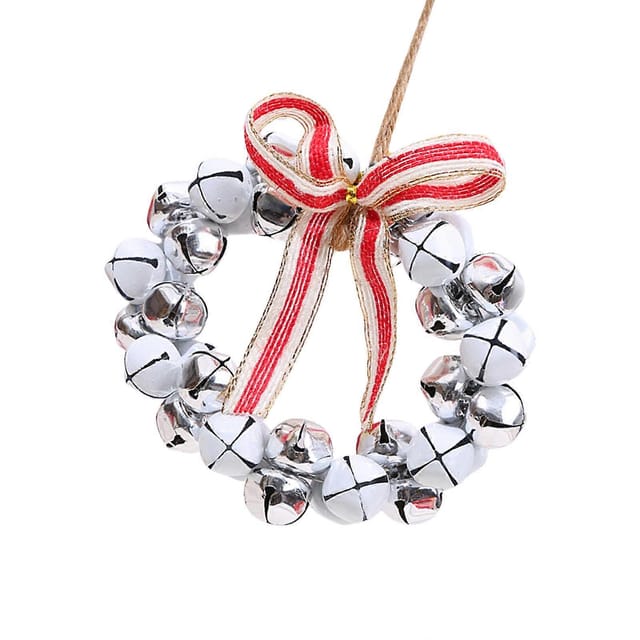 Weihnachtsglocke Aus Metall, Weihnachtsglocke Als Türschmuck Für Den Weihnachtsbaum, Weiß/silber