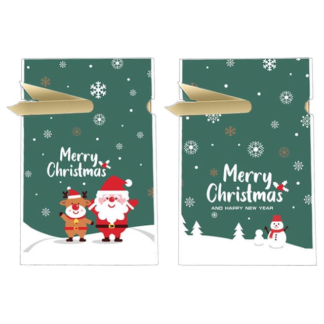 Packung Mit 50 Weihnachtstüten Aus Peva Mit Weihnachtsmann- Und Schneemannmotiven Zum Verpacken Von Weihnachtsplätzchen
