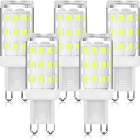 G9 Led-lampe, 6000k Kaltweiß, 5w, Zweipolige G9-fassung, Energiesparende G9-lampen Für Kronleuchter, Flimmerfrei, Nicht Dimmbar, 5er-pack.