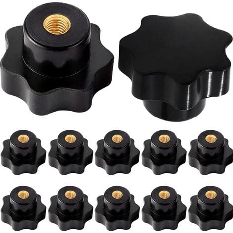 Gerändelte Spannknöpfe M6, Innengewinde M6, Für Werkzeugmaschinen, Schwarzer Kunststoff, 10er-packung