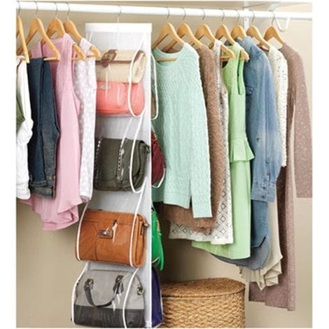 Handtaschenorganizer, Transparenter Handtaschenorganizer Mit 10 Fächern, Aufbewahrungstasche, Durchsichtiger Beutel, Hängender Handtaschenorganizer, Kleiderschrankorganizer