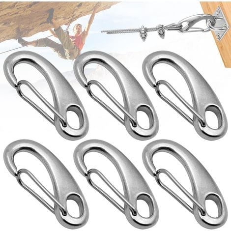 Lablanc – 6 Stück Karabiner Aus Edelstahl 304, 50 Mm, Eiförmig, Federbelastet, Ideal Zum Bergsteigen, Camping, Wandern Und Für Outdoor-aktivitäten.