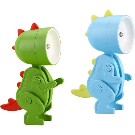 Set Mit 2 Nachtlichtern Und 6 Eingebauten Batterien, Dinosaurier-nachtlichter, Mini-nachtlichter, Kleine Faltbare Tischlampen Für Büro Und Arbeitszimmer (5,1 X 3,6 X 9,8 Cm)