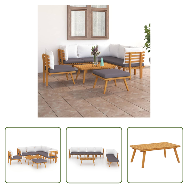 Vidaxl Akazienholz - 8-tlg. Garten-lounge-set Mit Kissen Massivholz Akazie