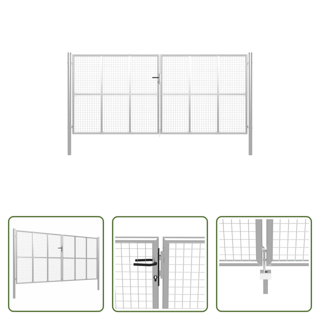 Vidaxl Gartentor Verzinkter Stahl - Gartentor Verzinkter Stahl 400 X 175 Cm Silber