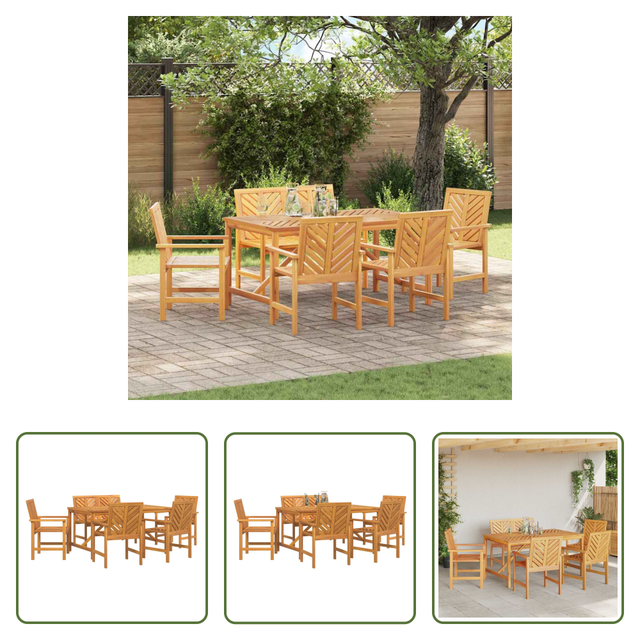 Vidaxl Essstuhl - Garten Essgruppe 6 Pcs Braun Massivholz Akazie