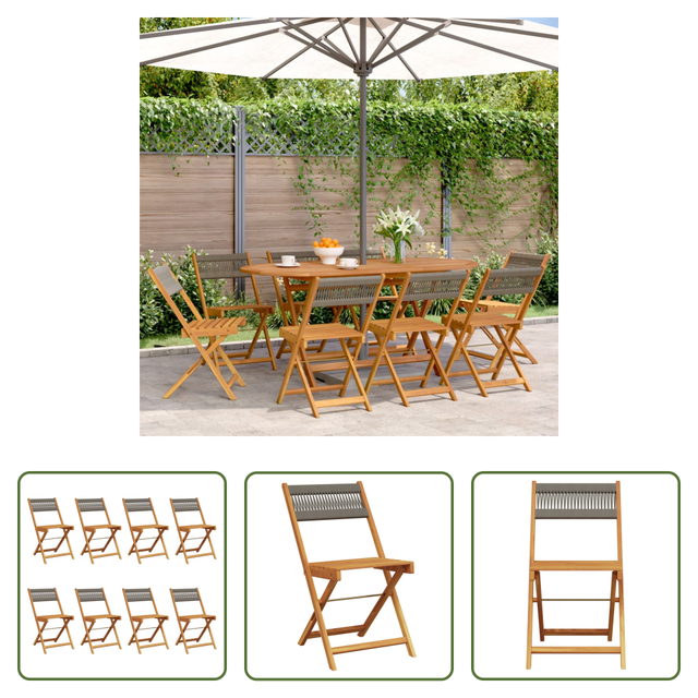 Klappbar - Gartenstühle 8 Stk. Klappbar Grau Massivholz Akazie