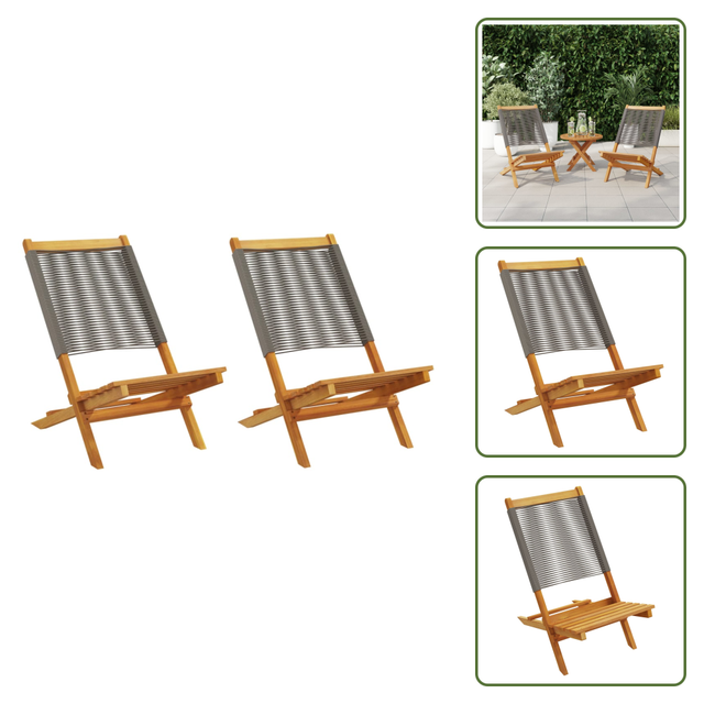 The Living Store Gartenstühle 2 Stk. Grau Massivholz Akazie Und Polypropylen - Gartenzubehör - Gartenstühle - Holzstühle - Akasienholzmöbel - Outdoor Möbel