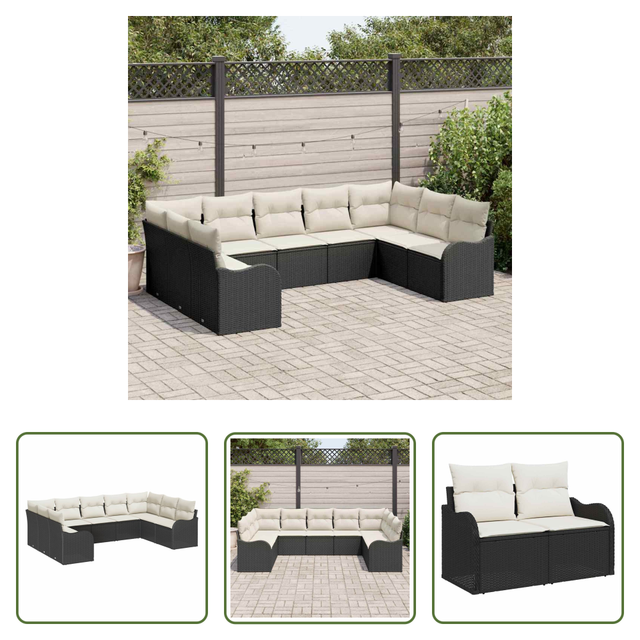 Vidaxl Außensofa - Gartensofa-set 9 Pcs Schwarz Poly-rattan
